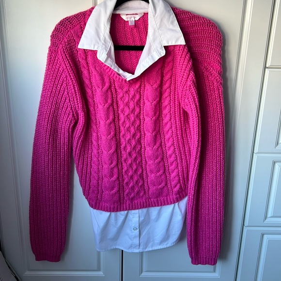 Pink pullover with a white kind of shirt - Picture 1 of 1